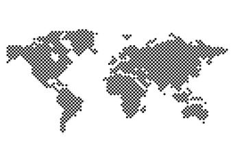 Obraz premium Black Checkered Map of the World - Concept
