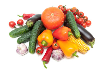 Ripe vegetables isolated on white background
