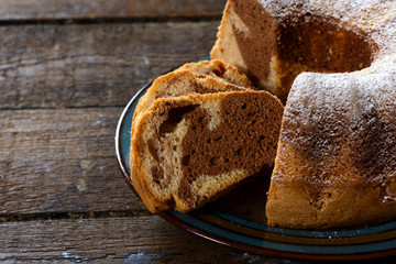 Marble cake in plate