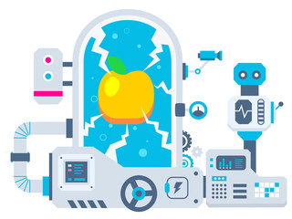 Vector industrial illustration background of the factory for res