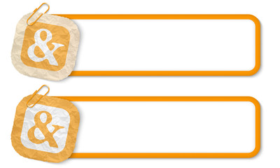 yellow frames with texture crumpled paper and ampersand