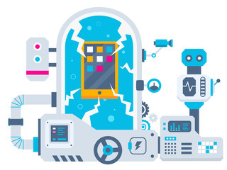 Vector industrial illustration background of the factory for pho