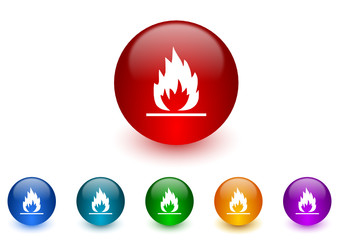 flame colorful vector icons set