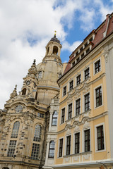 Fototapeta na wymiar Dresden historical center with Frauenkirche (lutheran church)
