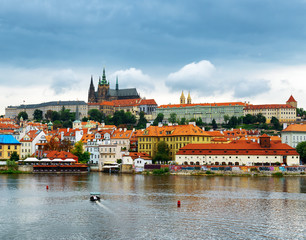 Naklejka na ściany i meble Lesser Town and Castle District (Hradcany) in Prague