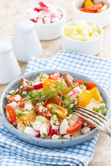 salad with fresh vegetables and cottage cheese
