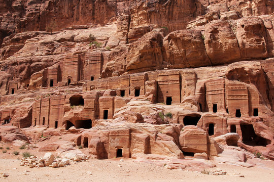 Cave dwellings in the ancient city of Petra, Jordan