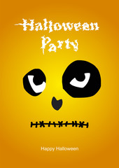 Halloween scary face orange background