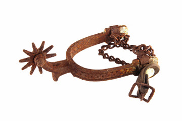 Riding spur on white background.