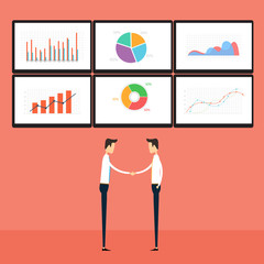 success  business people on business graph monitor