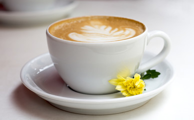 cappuccino on a white table