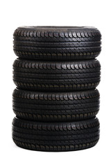 black summer tires isolated on white