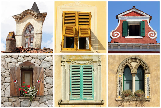 beautiful diversity of old windows in Italy