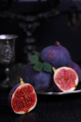 figs on a rustic dark background