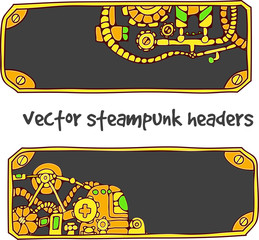 vector steampunk headers