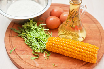 Ingredients for corn pancakes