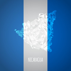 Low Poly Nicaragua Map with National Colors
