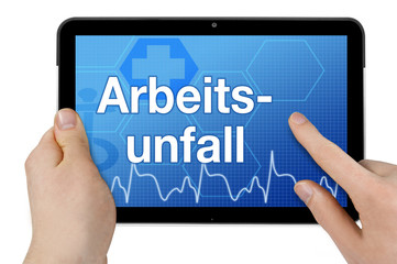 Tablet mit Interface und Arbeitsunfall