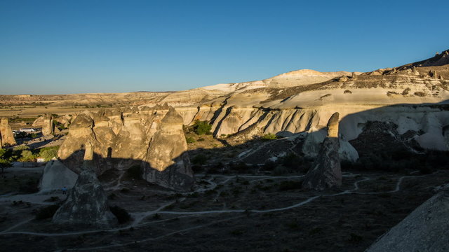 Aerial view of Cappadocia shadow tima lapse