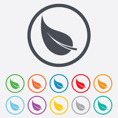Leaf sign icon. Fresh product symbol.
