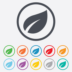 Leaf sign icon. Fresh product symbol.