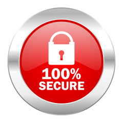 secure red circle chrome web icon isolated