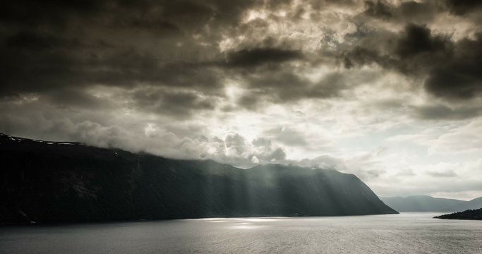 4K, Epic and dramatic time lapse of Eidsvag area in Norway