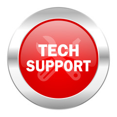 technical support red circle chrome web icon isolated