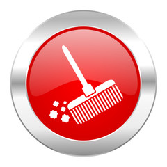 broom red circle chrome web icon isolated