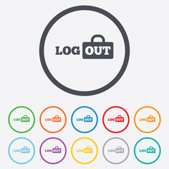 Logout sign icon. Log out symbol. Lock.