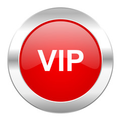 vip red circle chrome web icon isolated