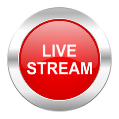 live stream red circle chrome web icon isolated