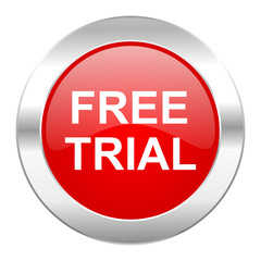 free trial red circle chrome web icon isolated