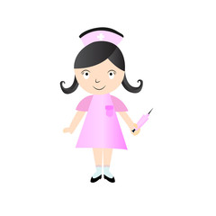 Cute Nurse - Vector Character Cartoon Illustration