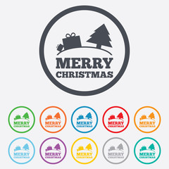 Merry christmas gift sign icon. Present symbol.