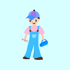Cartoon mechanic, vector