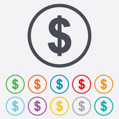 Dollar sign icon. USD currency symbol.