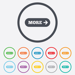 More with arrow sign icon. Details symbol.