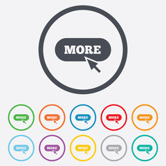 More with cursor pointer icon. Details symbol.