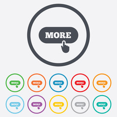 More with hand pointer icon. Details symbol.
