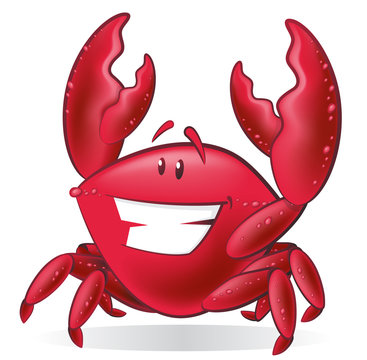 Cute Cartoon Crab Illustration.
