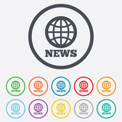 Fototapeta premium News sign icon. World globe symbol.