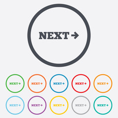 Arrow sign icon. Next button. Navigation symbol