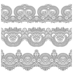 Fototapeta premium collection of seamless ornamental floral stripes, black and whit
