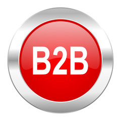 b2b red circle chrome web icon isolated