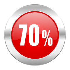 70 percent red circle chrome web icon isolated