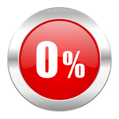 0 percent red circle chrome web icon isolated