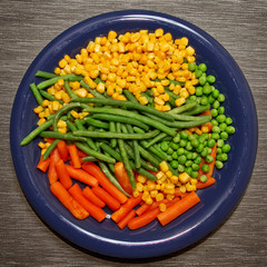 Steamed Organic Vegetable Medly,Peas, Corn, Beans, and Carrots
