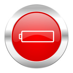 battery red circle chrome web icon isolated