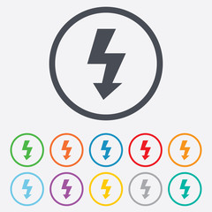 Photo flash sign icon. Lightning symbol.